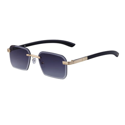 Fashion Rectangle Sunglasses for Men & Women | UV400 Vintage Rimless Diamond-Cut Square Shades Tamlin