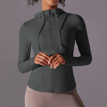 Women's Butter Luxe Full-Zip Workout Hoodie Jacket – Slim Fit, Lightweight Athletic Yoga Jacket with Pockets and Thumb Holes Ginny