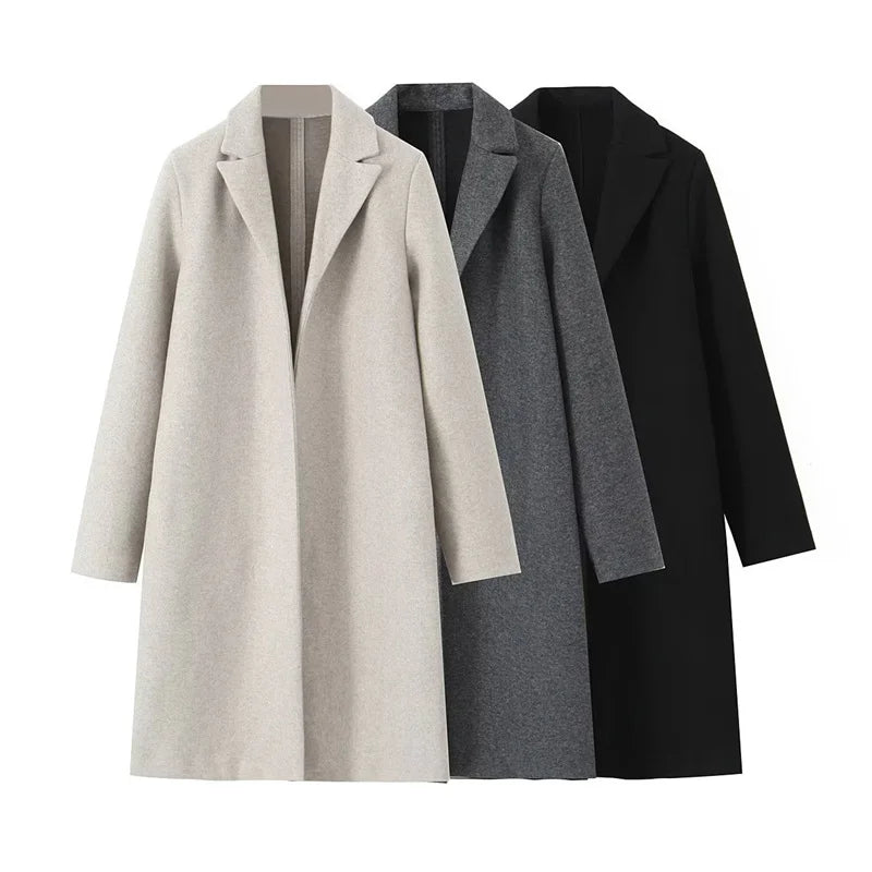 Women's Mid-Length Lapel Coat - Autumn & Winter Loose Button Jacket Ursula