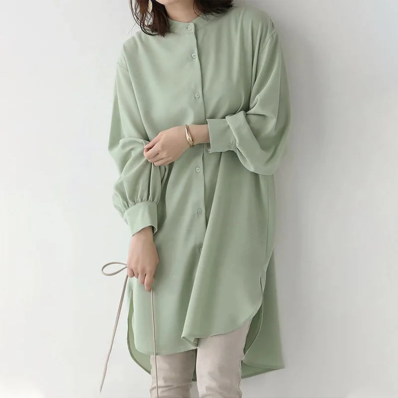 Women's Long Sleeve Blouse Loose Mid-Length Casual Office Top
