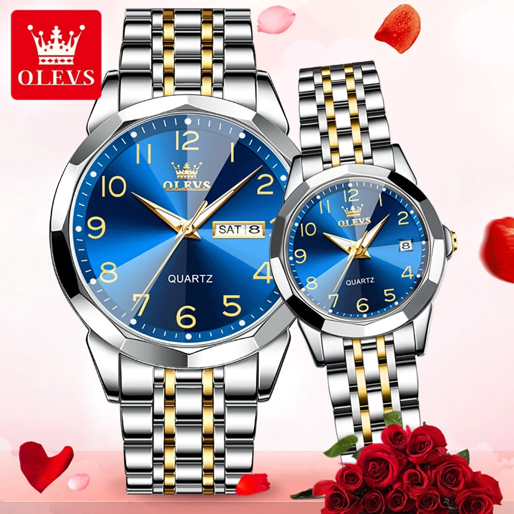 OLEVS 9970 Fashion Quartz Watches: Affordable Business Wrist Watches for Men & Women | Perfect Couple Gift Set