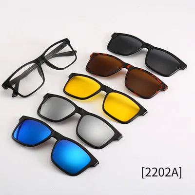 5-in-1 Polarized Magnetic Clip-On Sunglasses for Men & Women – Optical Frame with Magnet Clip-On Sun Glasses Robb