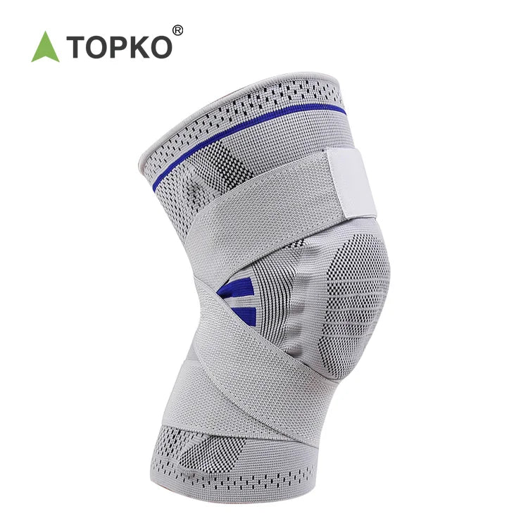 Knitted Elastic Nylon Knee Support Compression Sleeve with Adjustable Belt for Sports & Pain Relief