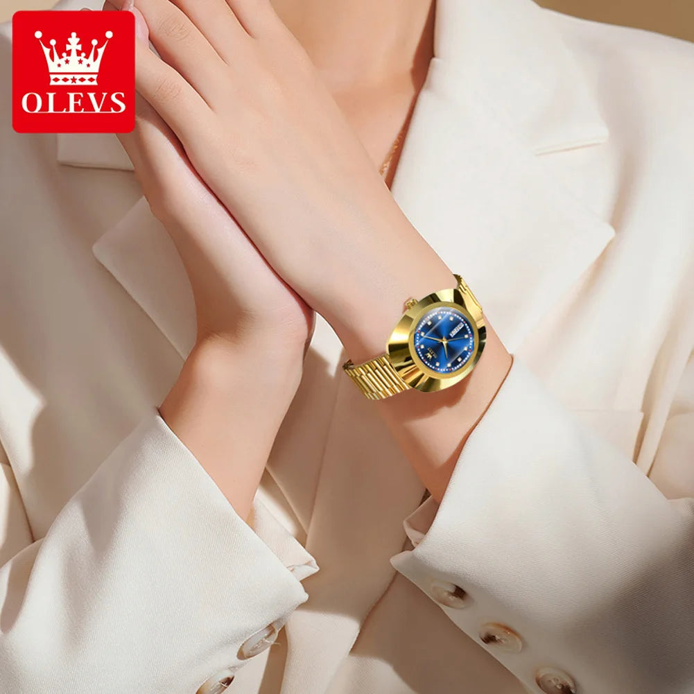 OLEVS 7017 Luxury Stainless Steel Women's Watch – Luminous, Diamond, Waterproof, Calendar Quartz Design