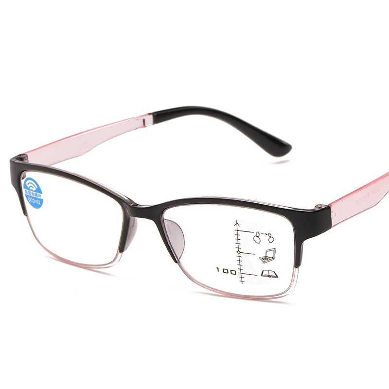 Progressive Multifocal Reading Glasses with Blue Light Protection – Full Frame Design for Near and Far Vision Estelle