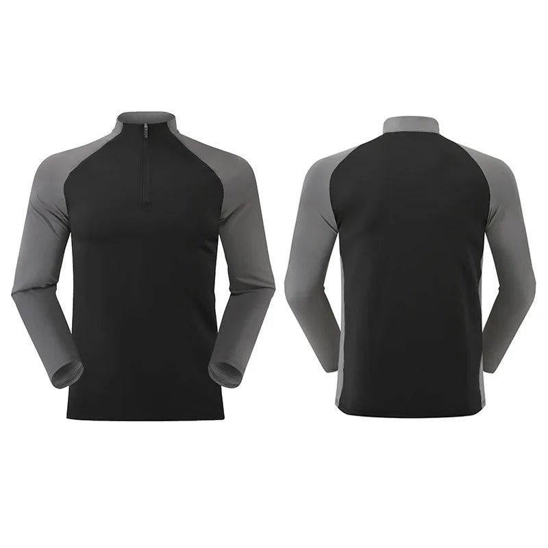 Men’s Plus‑Size Half‑Zip Thermal Sports Shirt – Windproof Quick‑Dry Long‑Sleeve Top for Autumn & Winter