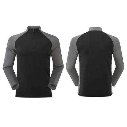 Men’s Plus‑Size Half‑Zip Thermal Sports Shirt – Windproof Quick‑Dry Long‑Sleeve Top for Autumn & Winter