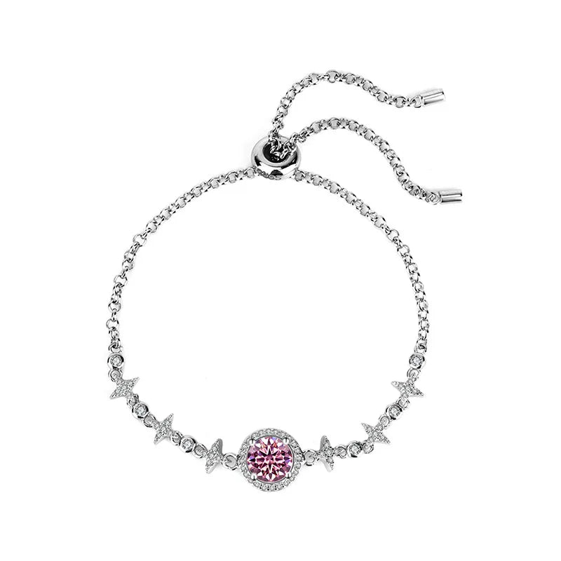 Fine Jewelry: 925 Sterling Silver Moissanite Bracelet with Bowknot Design Althea