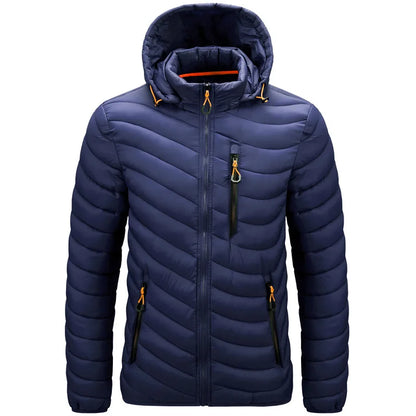 Men's Hooded Casual Cotton Light Down Jacket - Warm Winter Coat & Trench Perrin