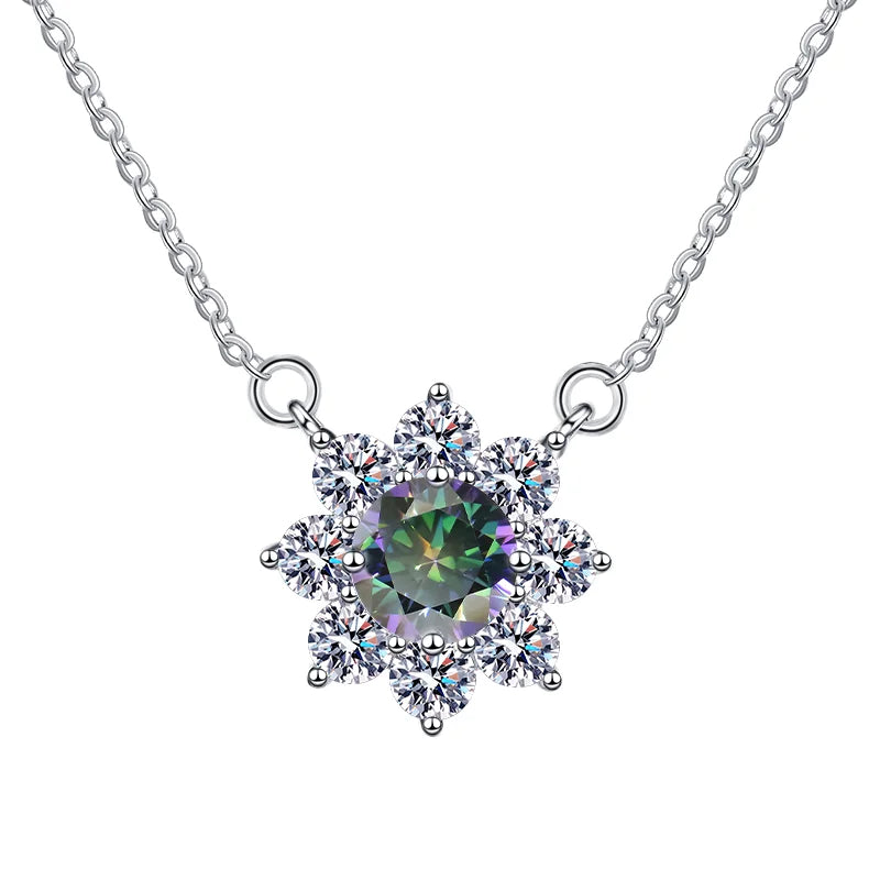 Luxury Jewelry: Sunflower 1CT Blue VVS1 Moissanite Pendant Necklace in S925 Sterling Silver – GRA Certified Women’s Gift