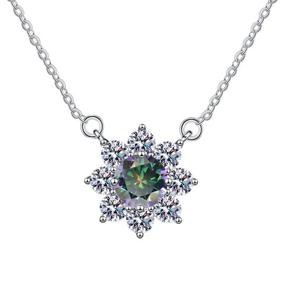 Luxury Jewelry: Sunflower 1CT Blue VVS1 Moissanite Pendant Necklace in S925 Sterling Silver – GRA Certified Women’s Gift