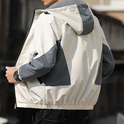 Men's Hooded Windbreaker – Spring & Autumn Slim Fit Jacket, Plus Size Wadded Coat, Lightweight Fashion Pilot Parka Garion