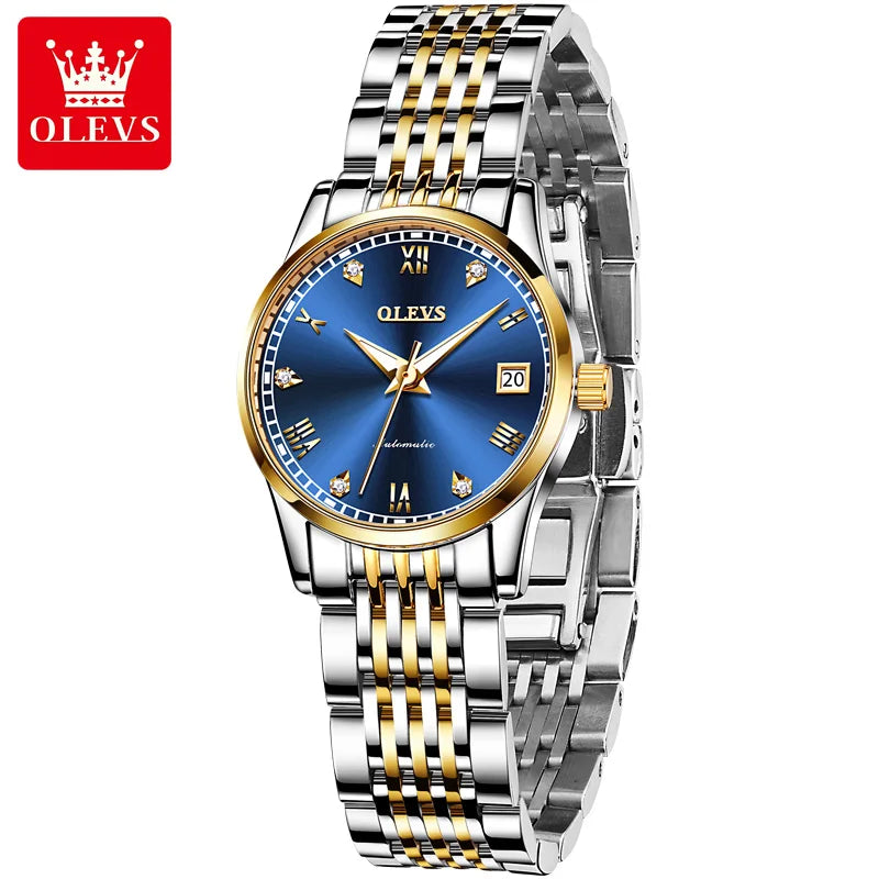 OLEVS 6602 Women's Luxury Automatic Skeleton Watch - Elegant Mechanical Fashion Timepiece for Ladies