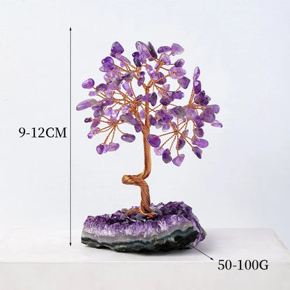 Natural Amethyst Healing Crystal Money Tree – Elegant Crystal Gravel Cash Tree Ornament for Home Décor