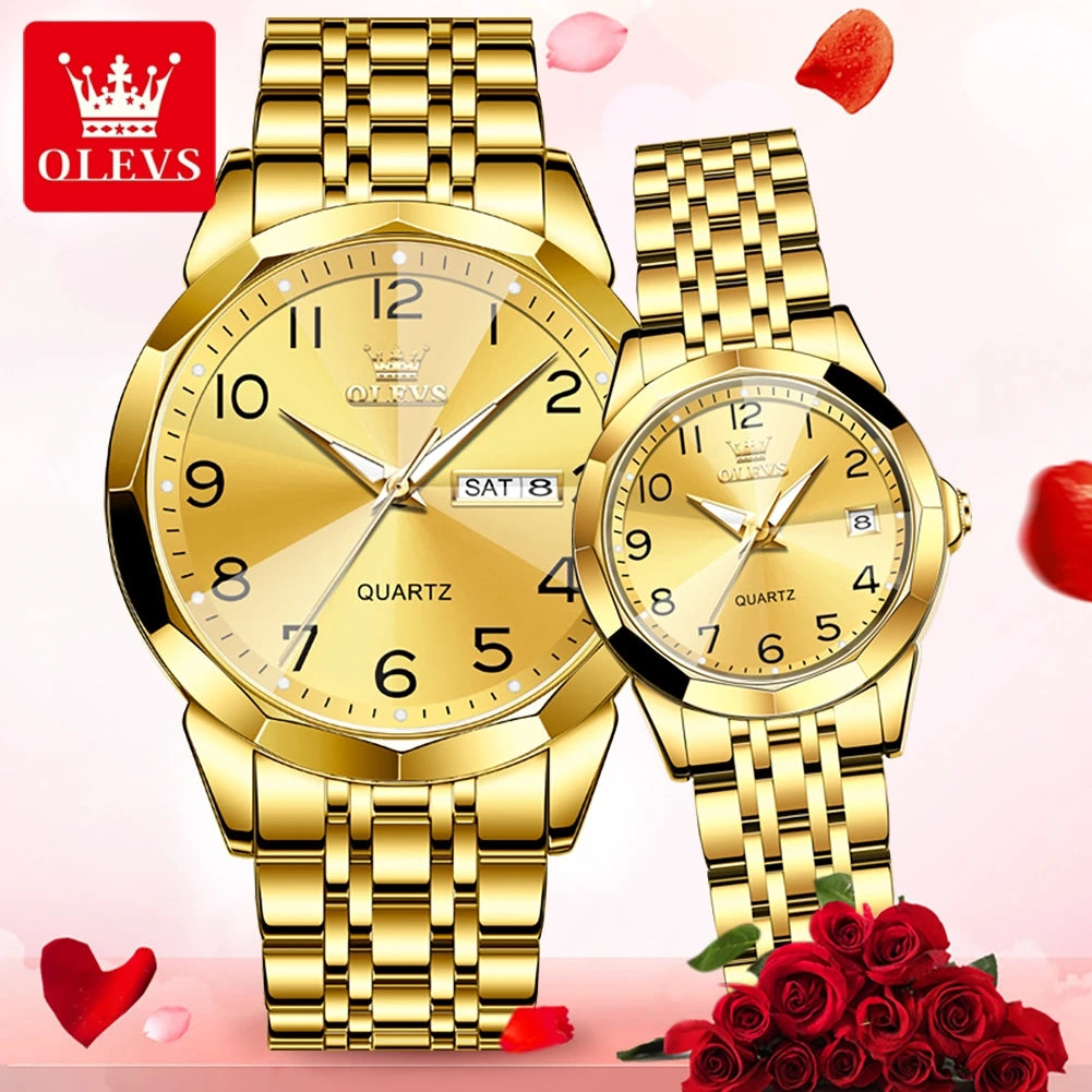 OLEVS 9970 Fashion Quartz Watches: Affordable Business Wrist Watches for Men & Women | Perfect Couple Gift Set