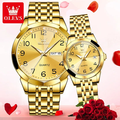 OLEVS 9970 Fashion Quartz Watches: Affordable Business Wrist Watches for Men & Women | Perfect Couple Gift Set