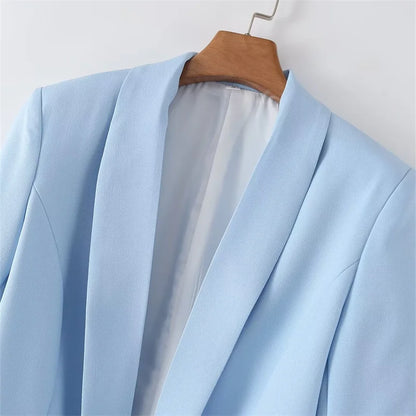 Women's Casual Loose One Button Cuff Pleated Suit Jacket Lucinda