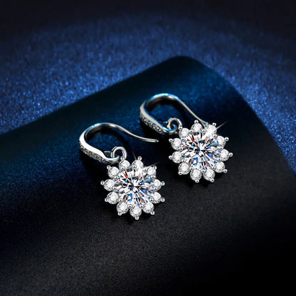 CClassic Sunflower S925 Sterling Silver Moissanite Earrings | Elegant & Stylish Jewelry for Every Occasion Henrietta