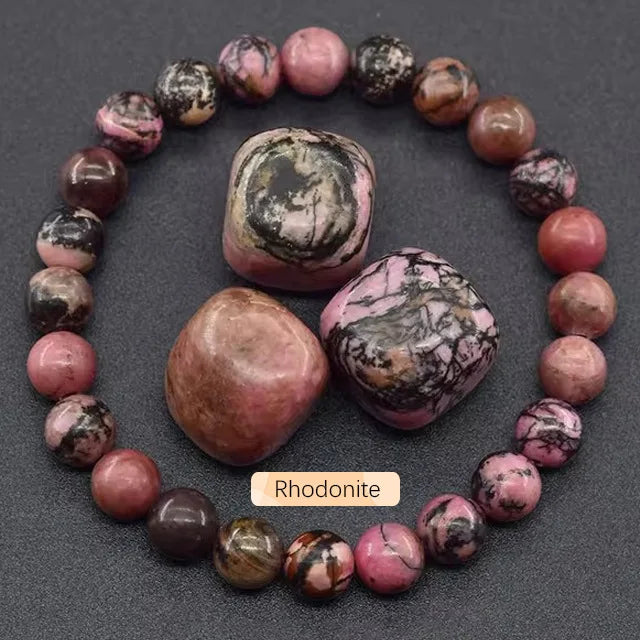 8mm Natural Stone Beaded Bracelet | Fashion Crystal Elastic Stretch Jewelry Gift Nia