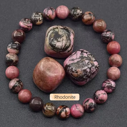 8mm Natural Stone Beaded Bracelet | Fashion Crystal Elastic Stretch Jewelry Gift Nia