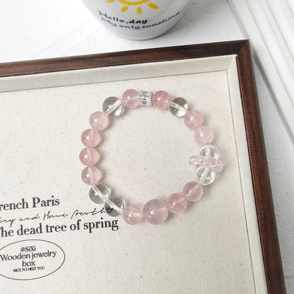 JD GEMS Premium Natural Rose and Clear Quartz Beaded Bracelet – High-Quality Genuine Quartz Jewelry for Gifts & Anniversaries