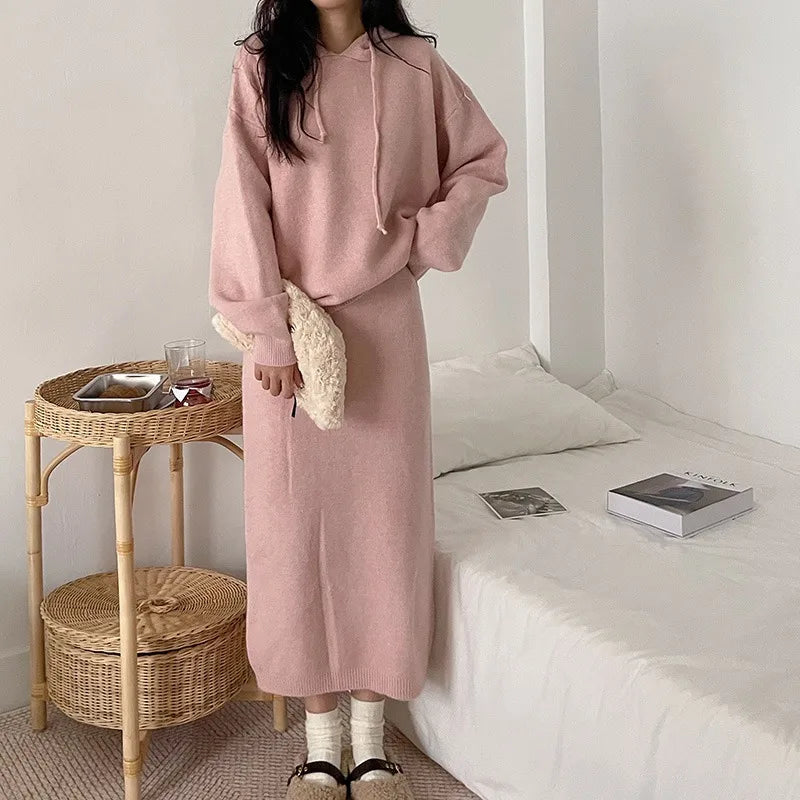 Women’s Hooded Sweater and Long Skirt Twin Set – Fashionable Autumn New Arrivals for Ladies Seren