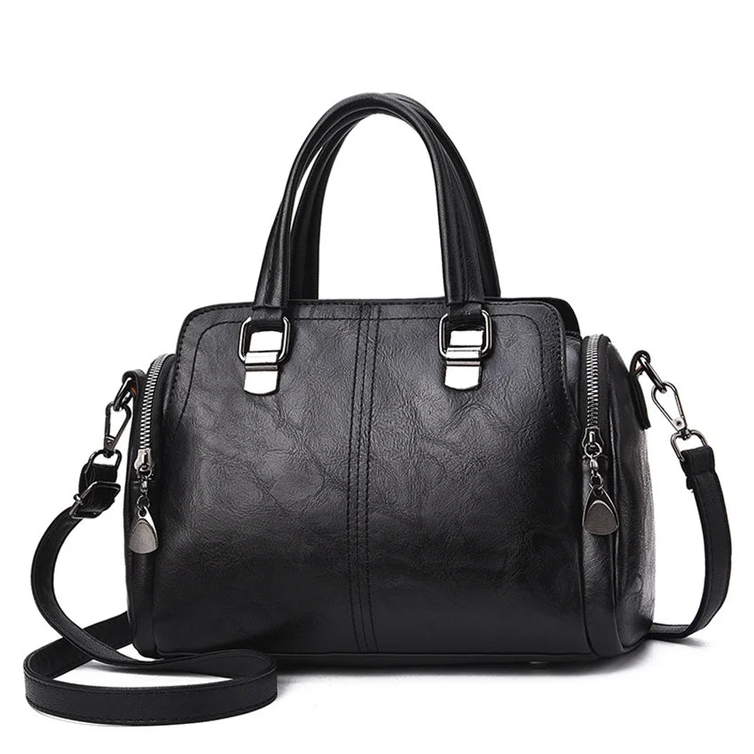 Leather Handbags for Women and Girls – Stylish Ladies' Tote and Shoulder Bags with Side Pocket Design