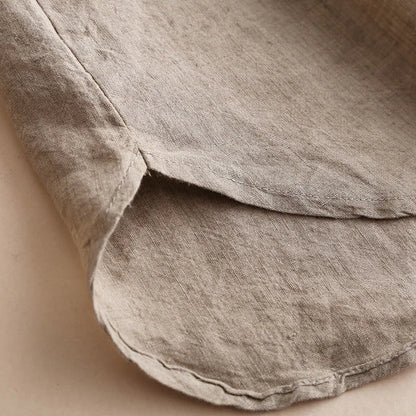 Women Cotton Linen Shirt New Pullover Art Style Round Neck Shirt Loose 3/4 Sleeves