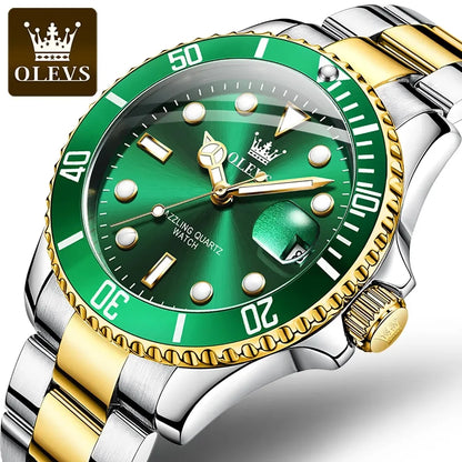 OLEVS 5885 Diamond Watch for Men – Fashionable Business Quartz Wristwatch with Steel Band, Waterproof, Luminous, and Sport Design