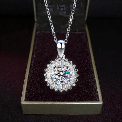 Classic Moissanite Pendant Necklace | Sterling Silver Anniversary & Engagement Gift Una