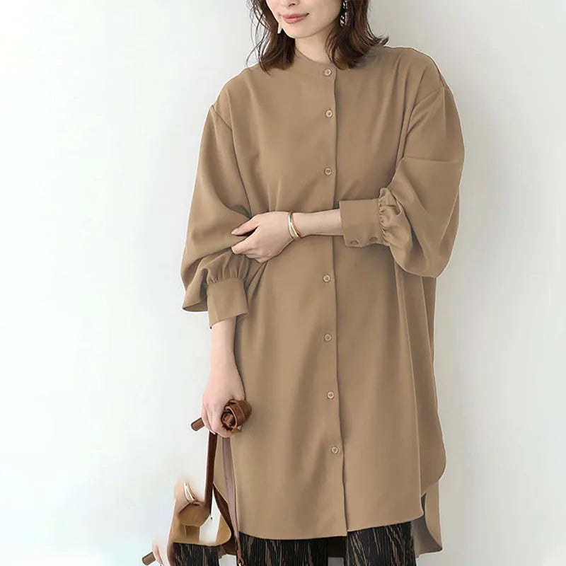 Women's Long Sleeve Blouse Loose Mid-Length Casual Office Top