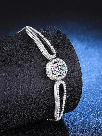 Exquisite 1ct Round Moissanite Bracelet – Claw-Setting 925 Sterling Silver Chain Jewelry for Women Erich