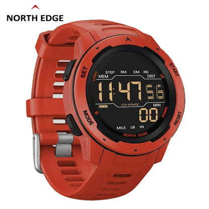North Edge MARS Men’s Digital Sports Watch – Steel Band LED Electronic Wristwatch for Active Lifestyles