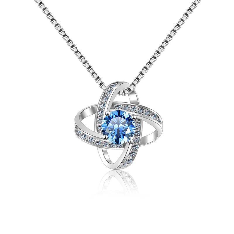 Fine Glamorous Jewelry: 1CT Round Cut VVS1 Blue Moissanite Pendant Necklace in S925 Sterling Silver – Perfect Women’s Gift