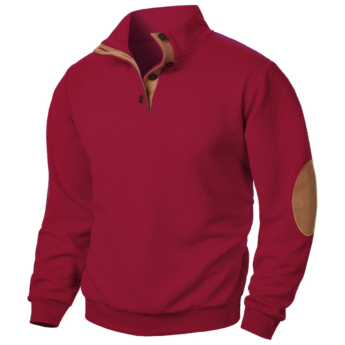 Men's Casual Standing Collar Pullover Sweatshirt - Windproof Button-Up Design for Everyday Comfort Caleb