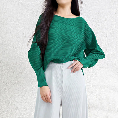 Women's Pleated Miyake Top - Casual Irregular Design | Stylish & Comfortable Blouse Nova