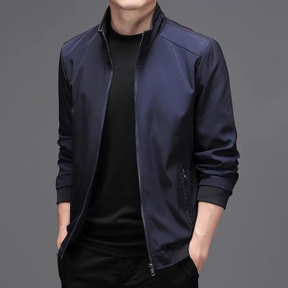 Men's Solid Color Stand Collar Jacket - Business Casual Autumn Outerwear Jace