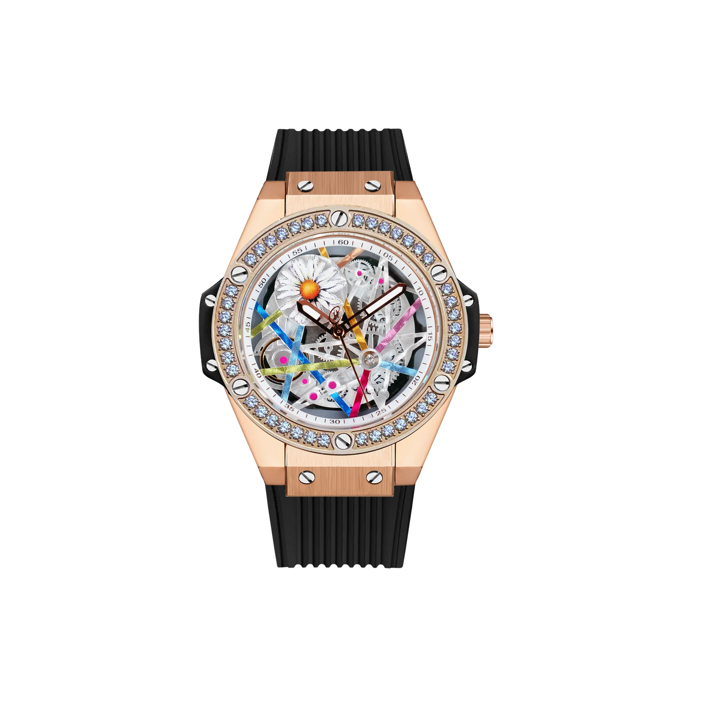 HANBORO Women’s Sunflower Quartz Watch | Diamond Dial, Colorful Design, Light Luxury Style Hermione