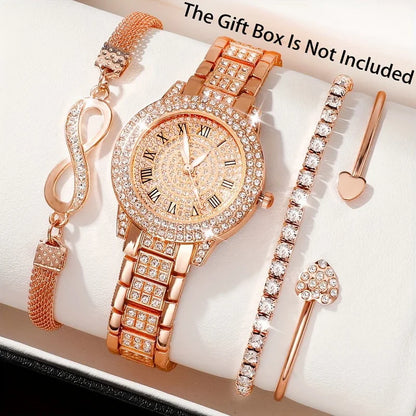 Fashion Classic Wristwatch Diamond Bracelet Women Quartz Watches Jewelry Gift Set for Ladies Susan