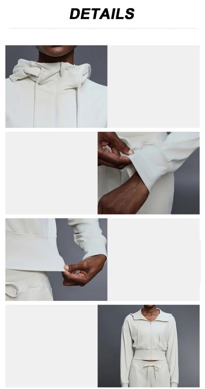 Women's Full-Zip Hoodie Sweatshirt – Long-Sleeve Gym Workout Fitness Jacket, Athletic Suit for Autumn