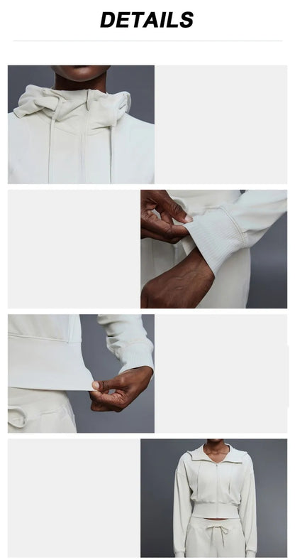 Women's Full-Zip Hoodie Sweatshirt – Long-Sleeve Gym Workout Fitness Jacket, Athletic Suit for Autumn