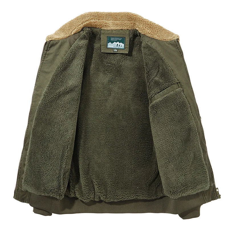 Men's Vintage Cotton Bomber Jacket – Winter Fleece Coat with Turndown Collar Gandalf