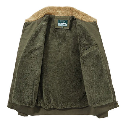 Men's Vintage Cotton Bomber Jacket – Winter Fleece Coat with Turndown Collar Gandalf