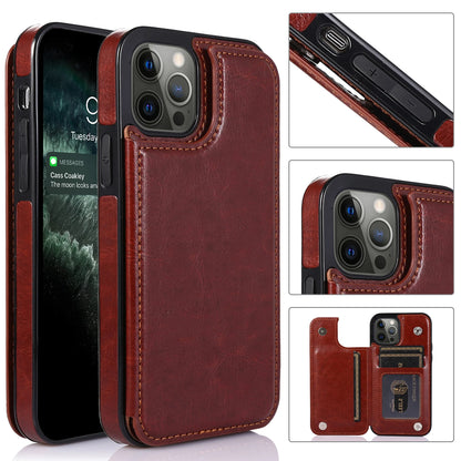 Mobile Phone Case PU Leather Card Holder Wallet for iPhone Multifunctional Flip with Stand Cell Phone Case