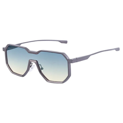 Steampunk Metal Frame Sunglasses for Men | Irregular One-Piece UV400 Designer Shades Logan