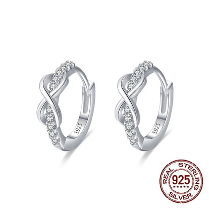 Minimalist 925 Sterling Silver Earrings for Women – 5A Cubic Zirconia Eternity Symbol Design Veron