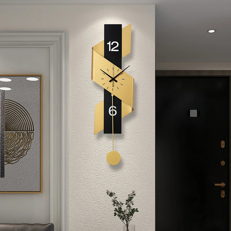 Modern 3D Metal Wall Clock – 80x24cm Quartz Clock with Creative Stereo Design for Contemporary Living Room Decor