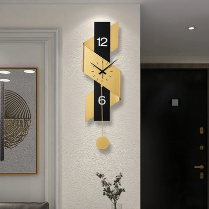 Modern 3D Metal Wall Clock – 80x24cm Quartz Clock with Creative Stereo Design for Contemporary Living Room Decor