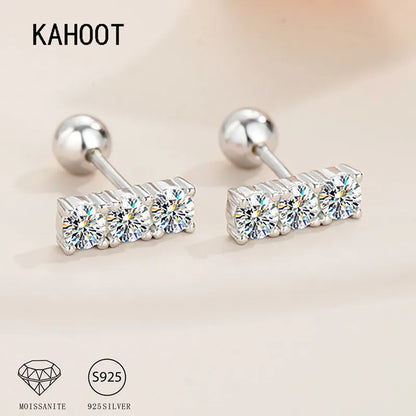 0.3 Carat Moissanite Straight Row Earrings – Luxury 925 Sterling Silver Trendy Design Joan