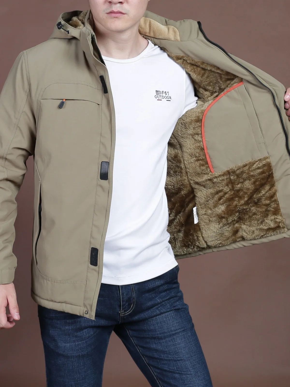 Men's Cotton-Padded Winter Jacket - Fleece-Lined Hardshell Multi-Pocket Warm Coat Grover